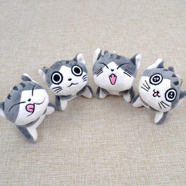 Planet Gates Super Cute Sitting Chi Cat Keychain Plush Toys Dolls 10cm Stuffed Animals Soft Toys Kawaii Mini Kids Gifts