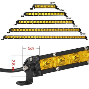 Planet Gates Super Slim 18W 36W 54W 72W 90W Single Row LED Light Bar For Offroad Truck 4X4 Car Net Spot Driving Lights 12V 24V White Yellow