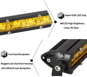 Planet Gates Super Slim 18W 36W 54W 72W 90W Single Row LED Light Bar For Offroad Truck 4X4 Car Net Spot Driving Lights 12V 24V White Yellow