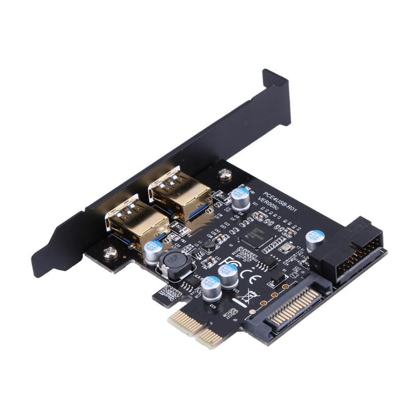 Planet Gates Super speed PCI-E to USB 3.0 with 2 USB Ports PCI Express Expansion Card 19-Pin Power Connector support PCIE 1X 4X 8X 16X