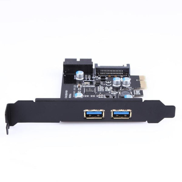 Planet Gates Super speed PCI-E to USB 3.0 with 2 USB Ports PCI Express Expansion Card 19-Pin Power Connector support PCIE 1X 4X 8X 16X