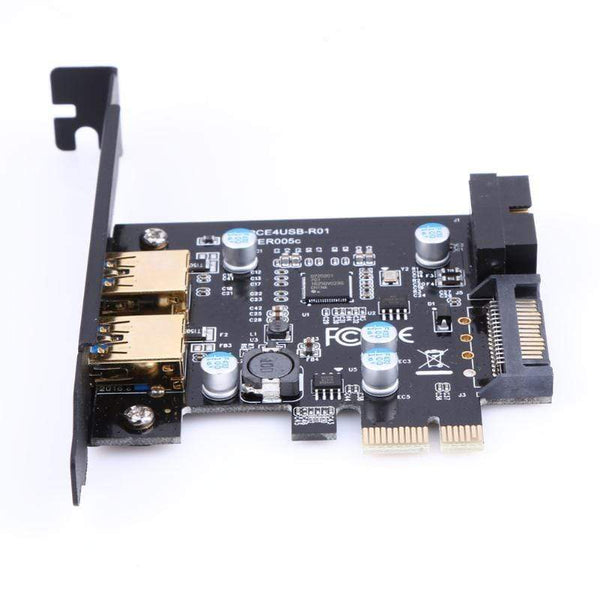 Planet Gates Super speed PCI-E to USB 3.0 with 2 USB Ports PCI Express Expansion Card 19-Pin Power Connector support PCIE 1X 4X 8X 16X