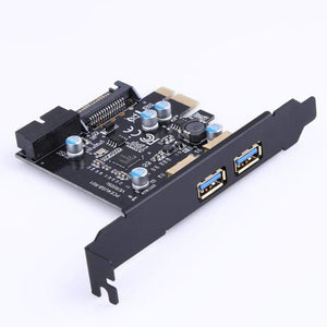 Planet Gates Super speed PCI-E to USB 3.0 with 2 USB Ports PCI Express Expansion Card 19-Pin Power Connector support PCIE 1X 4X 8X 16X