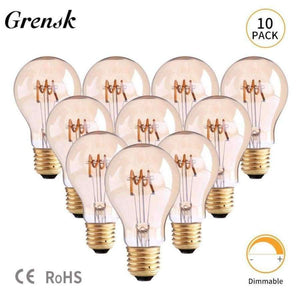 Planet Gates Super Warm 2200K / 3W E26 110V / Ano, zlatá Grensk Vintage Filament LED žárovka E27 LED kulaté světlo stmívatelné A19 110V 220V měkká LED lampa 3W spirálová skleněná dekorační žárovka 10 ks