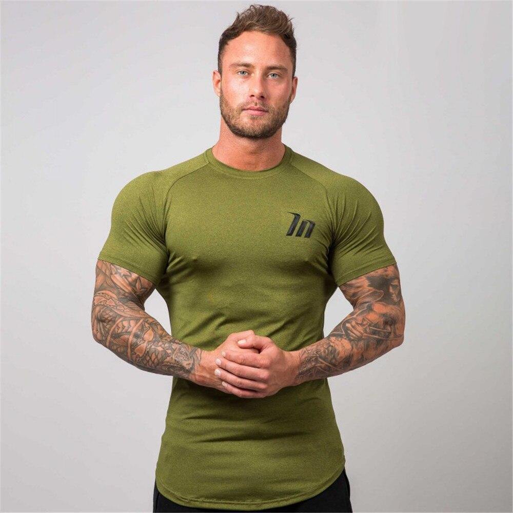 Superelastic Quick dry t shirt Mens Gyms Fitness Bodybuilding T-shirt Skinny Tee shirt Tops Summer Male Jogger Workout Clothing