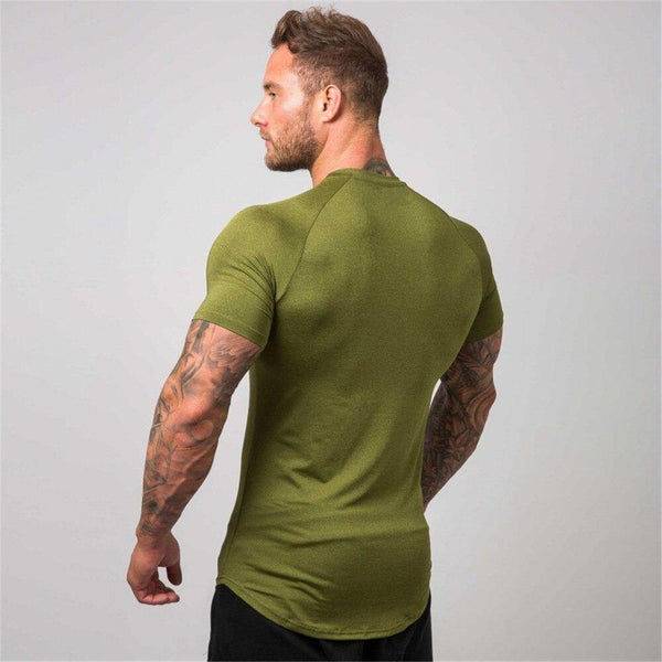 Superelastic Quick dry t shirt Mens Gyms Fitness Bodybuilding T-shirt Skinny Tee shirt Tops Summer Male Jogger Workout Clothing