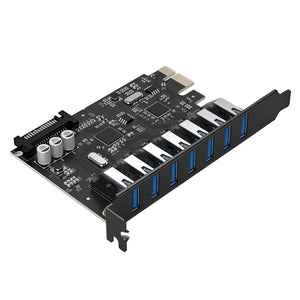 Planet Gates SuperSpeed USB 3.0 7 Port PCI-E Express Card with a 15pin SATA Power Connector PCIE Adapt VL805 and VL812 Chipsets
