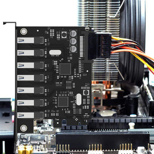 Planet Gates SuperSpeed USB 3.0 7 Port PCI-E Express Card with a 15pin SATA Power Connector PCIE Adapt VL805 and VL812 Chipsets