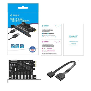 Planet Gates SuperSpeed USB 3.0 7 Port PCI-E Express Card with a 15pin SATA Power Connector PCIE Adapt VL805 and VL812 Chipsets