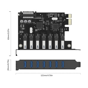 Planet Gates SuperSpeed USB 3.0 7 Port PCI-E Express Card with a 15pin SATA Power Connector PCIE Adapt VL805 and VL812 Chipsets