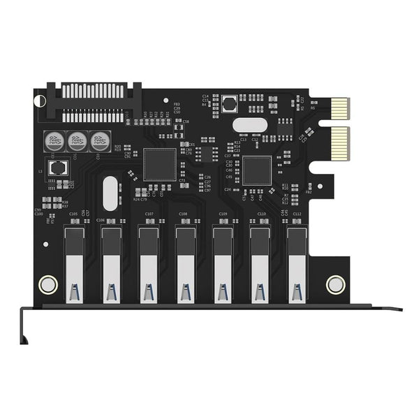Planet Gates SuperSpeed USB 3.0 7 Port PCI-E Express Card with a 15pin SATA Power Connector PCIE Adapt VL805 and VL812 Chipsets