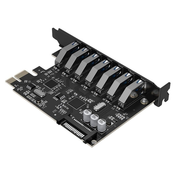 Planet Gates SuperSpeed USB 3.0 7 Port PCI-E Express Card with a 15pin SATA Power Connector PCIE Adapt VL805 and VL812 Chipsets