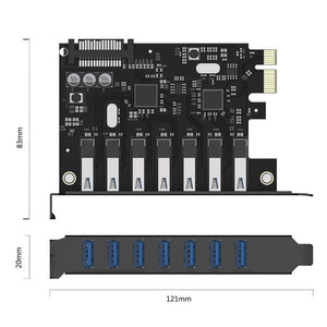 Planet Gates SuperSpeed USB 3.0 7 Port PCI-E Express Card with a 15pin SATA Power Connector PCIE Adapt VL805 and VL812 Chipsets