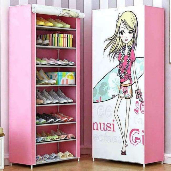 Planet Gates Surfer girl 3D Landscape 9-layer 8-grid Shoe cabinet Non-woven fabrics large Shoe rack organizer removable shoe storage for home furniture