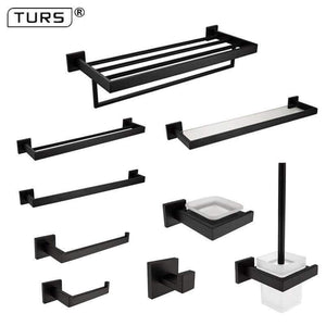 Planet Gates SUS 304 Stainless Steel Bathroom Hardware Set Black Matte Paper Holder Toothbrush Holder Towel Bar Bathroom Accessories