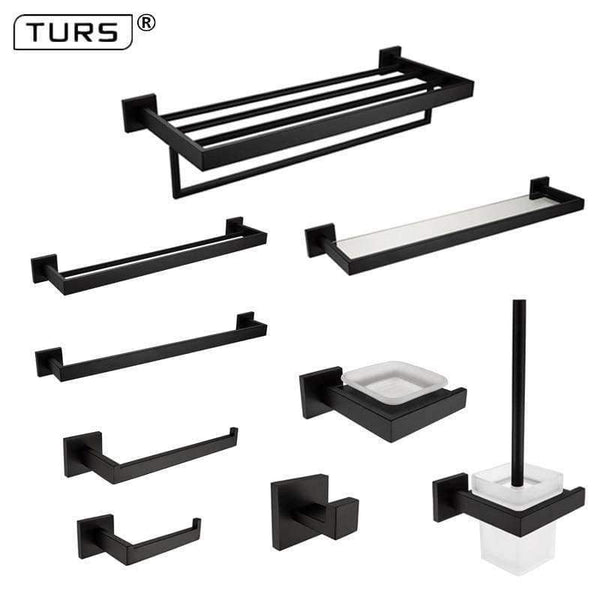 Planet Gates SUS 304 Stainless Steel Bathroom Hardware Set Black Matte Paper Holder Toothbrush Holder Towel Bar Bathroom Accessories