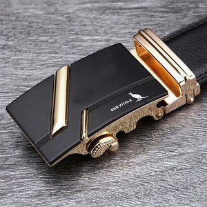 Planet Gates SV 1427G / 110cm Men 100% Good Quality Cowskin Genuine Luxury Leather Men's Belts for Men,Strap Male Metal Automatic Buckle
