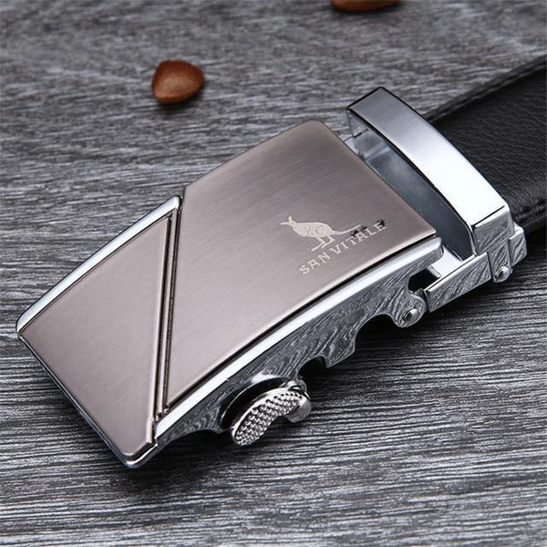 Planet Gates SV 1431S / 110cm Men 100% Good Quality Cowskin Genuine Luxury Leather Men's Belts for Men,Strap Male Metal Automatic Buckle
