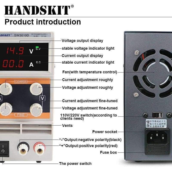 Planet Gates SW3010D Mini 30V 10A Power Supplier Digital DC 110V/220V Voltage Switching Power Supply Adjustable DC Regulated Power