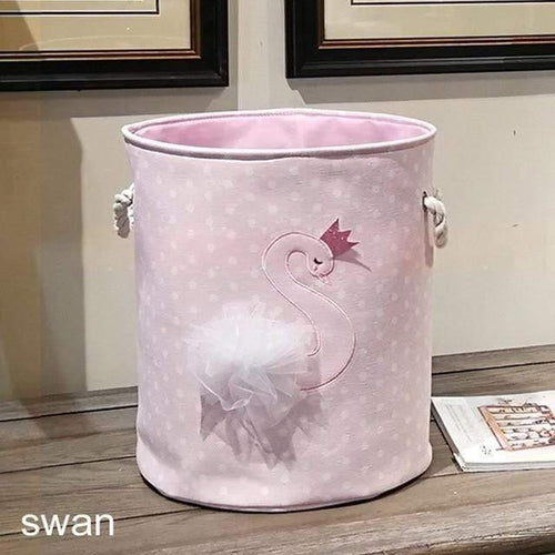 Planet Gates swan 35*40cm Sundries Storage Barrels High Capacity Pink Swan Cat Foldable Toy Storage Box Home Organizer Dirty Laundry Basket Canvas