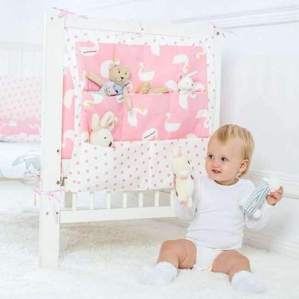 Planet Gates Swan Bed Hanging Storage Bag Baby Cot Bed Brand Baby Cotton Crib Organizer 50*60cm Toy Diaper Pocket for Crib Bedding Set