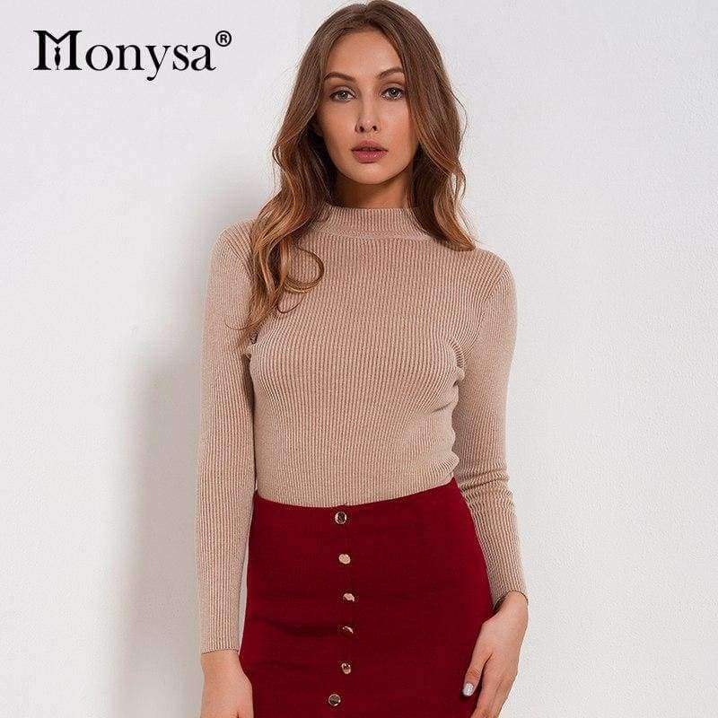 Planet Gates Sweaters And Pullovers 2018 Autumn Turtleneck Jumpers  Casual Knitted Women Tops Long Sleeve Basic Sweaters For Women