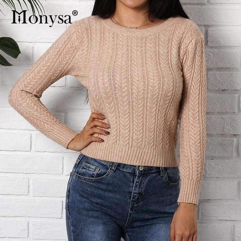 Planet Gates Sweaters Fashion 2018 Women Pullover Patterns Long Sleeve Jumpers Women Autumn Winter Knitwear Khaki White Blue