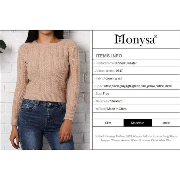 Planet Gates Sweaters Fashion 2018 Women Pullover Patterns Long Sleeve Jumpers Women Autumn Winter Knitwear Khaki White Blue