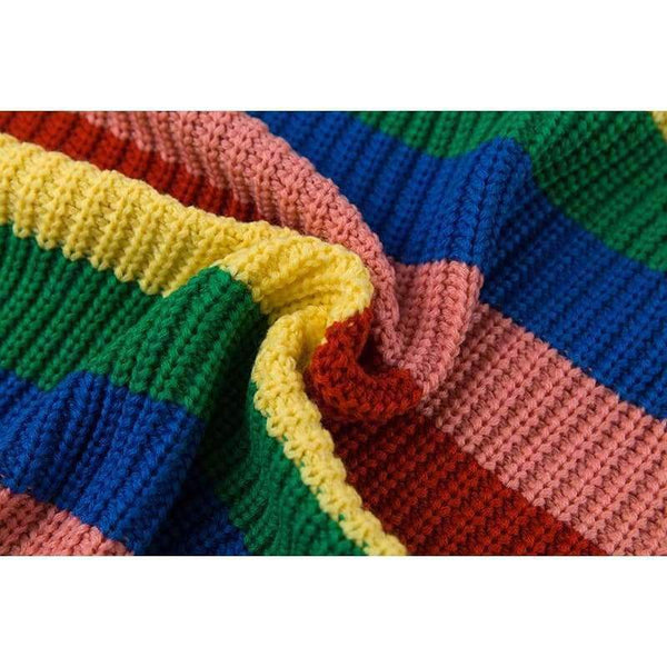 Planet Gates sweaters / S Rainbow turtleneck sweaters women winter 2018 jumpers knitted clothes fashion striped oversized pullover female sale