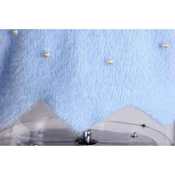 Planet Gates Sweaters Women     2018 Autumn Winter Newest Long Sleeve Jumper Ladies Pullovers Irregular Mohair Sweater Blue