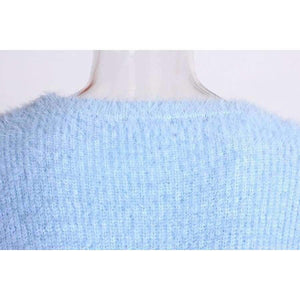 Planet Gates Sweaters Women     2018 Autumn Winter Newest Long Sleeve Jumper Ladies Pullovers Irregular Mohair Sweater Blue
