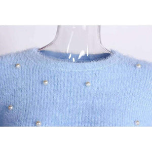 Planet Gates Sweaters Women     2018 Autumn Winter Newest Long Sleeve Jumper Ladies Pullovers Irregular Mohair Sweater Blue