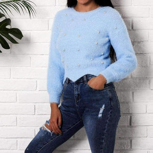Planet Gates Sweaters Women     2018 Autumn Winter Newest Long Sleeve Jumper Ladies Pullovers Irregular Mohair Sweater Blue