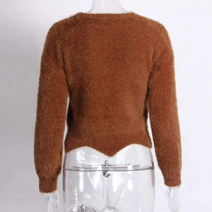 Planet Gates Sweaters Women     2018 Autumn Winter Newest Long Sleeve Jumper Ladies Pullovers Irregular Mohair Sweater Blue