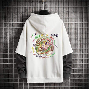 Planet Gates Sweatshirts Hoodie Harajuku Vintage Painted Style Splicing Hip Hop Creativity Streetwear Male  Cotton Men Hoodies