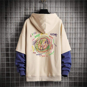 Planet Gates Sweatshirts Hoodie Harajuku Vintage Painted Style Splicing Hip Hop Creativity Streetwear Male  Cotton Men Hoodies