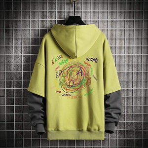 Planet Gates Sweatshirts Hoodie Harajuku Vintage Painted Style Splicing Hip Hop Creativity Streetwear Male  Cotton Men Hoodies