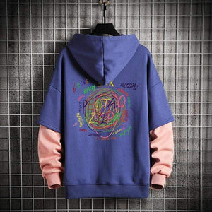 Planet Gates Sweatshirts Hoodie Harajuku Vintage Painted Style Splicing Hip Hop Creativity Streetwear Male  Cotton Men Hoodies