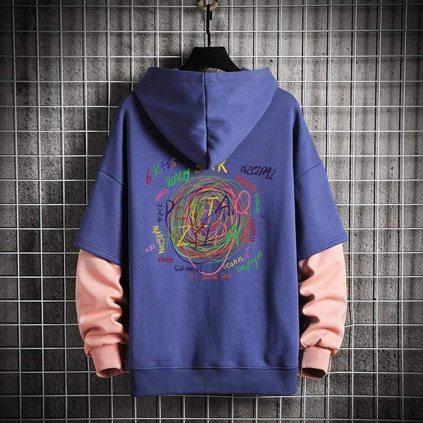 Planet Gates Sweatshirts Hoodie Harajuku Vintage Painted Style Splicing Hip Hop Creativity Streetwear Male  Cotton Men Hoodies