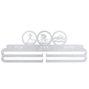 Planet Gates SWIM BIKE RUN / China Durable Stainless Steel Medal Hanger Medal Holder Display Rack Running Swim Gymnastics Marathons Sport Medal Gift Decoration