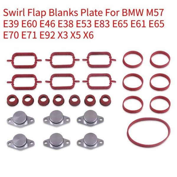 Planet Gates Swirl Flap Blanks Plate & Intake Inlet Manifold Gasket Seal For BMW M57 E39 E60 E46 E38 E53 E83 E65 E61 E65 E70 E71 E92 X3 X5 X6