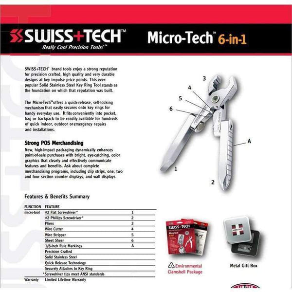 Swiss Tech 6 In 1 Multi - Function Outdoor Tool Clamp Mini - Pliers Portable Folding Tool Edc Equipment Pocket Camping Gear Kits