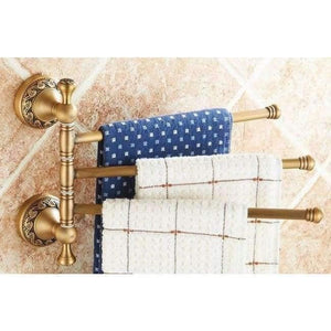 Planet Gates Swivel Rack - 3 Bars Antique Brass Carved Collection Double Cup Holder Bathroom Products Bathroom Accessories Creative Faucet Bathroom Hardware Set