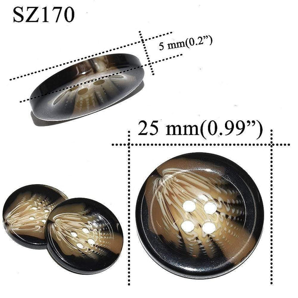 Planet Gates SZ170-25mm 10PCs 25mm Large Mat Round Fashion Resin Buttons Sewing Accessories For Coats Suit Decorative Fancy Button Handmade 4 Holes