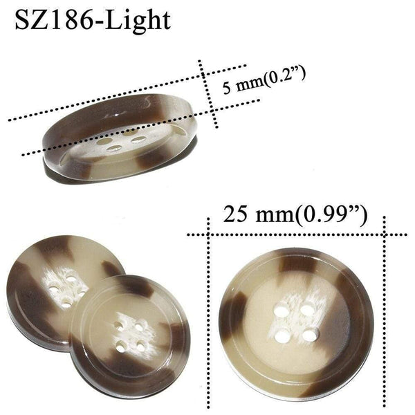 Planet Gates SZ186-Light-25mm 10PCs 25mm Large Mat Round Fashion Resin Buttons Sewing Accessories For Coats Suit Decorative Fancy Button Handmade 4 Holes