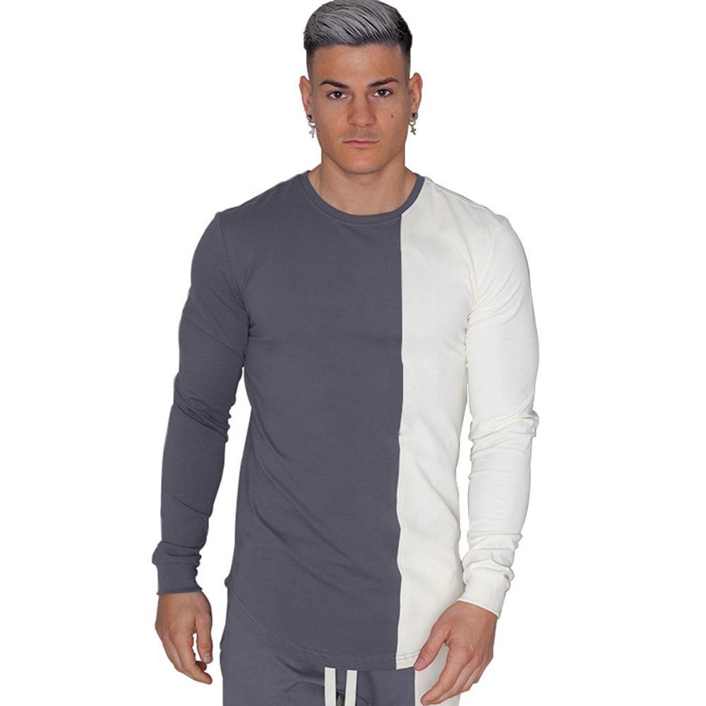 T-shirt Mens Casual Slim Long Sleeve T Shirt Gyms Fitness Workout Tee Shirt Tops Male Autumn New Brand Clothes