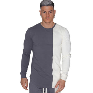 T-shirt Mens Casual Slim Long Sleeve T Shirt Gyms Fitness Workout Tee Shirt Tops Male Autumn New Brand Clothes