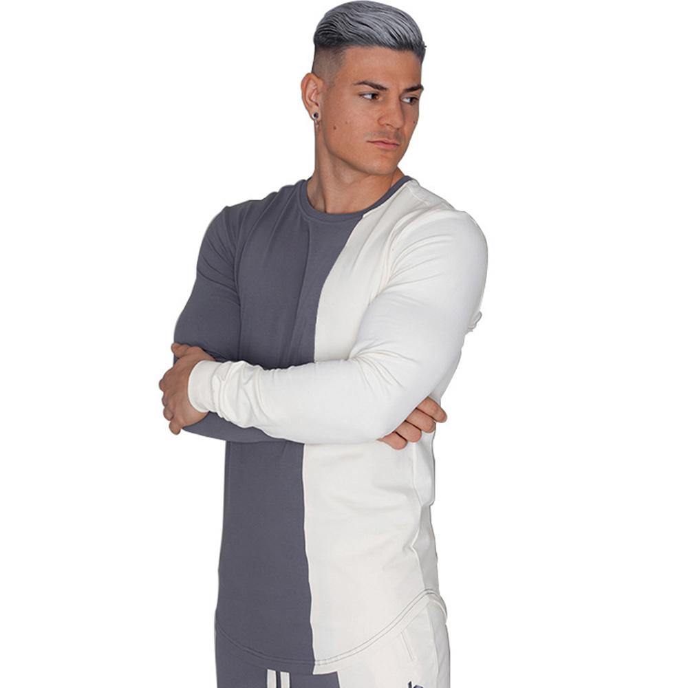 T-shirt Mens Casual Slim Long Sleeve T Shirt Gyms Fitness Workout Tee Shirt Tops Male Autumn New Brand Clothes
