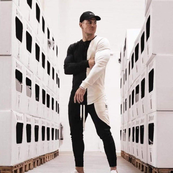 T-shirt Mens Casual Slim Long Sleeve T Shirt Gyms Fitness Workout Tee Shirt Tops Male Autumn New Brand Clothes