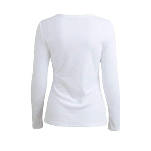 Planet Gates T-shirt Women Deep V Neck Buttons Long Sleeve T-shirt Solid Color Slim Sexy Casual Tops Tees Lady Brand Shirt